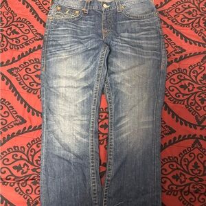 True Religion World Tour Mens Blue Denim Straight Leg Classic Jeans Size 34x25